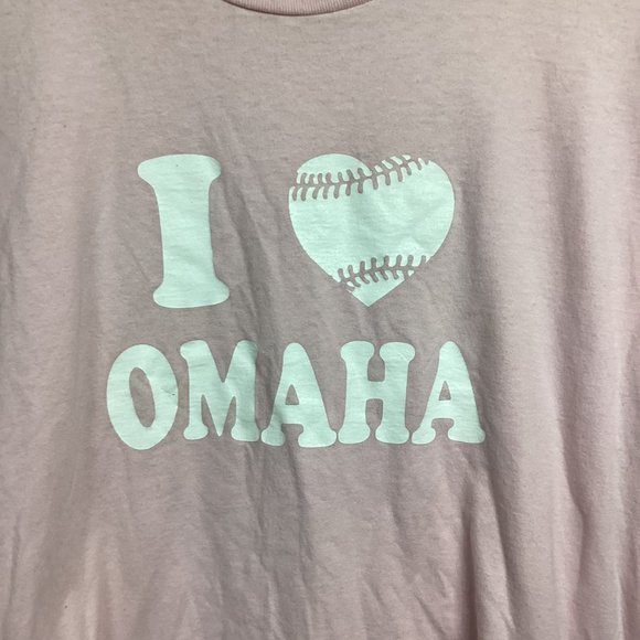 I Heart Omaha Baseball Pink Tee Shirt M - Picture 2 of 6